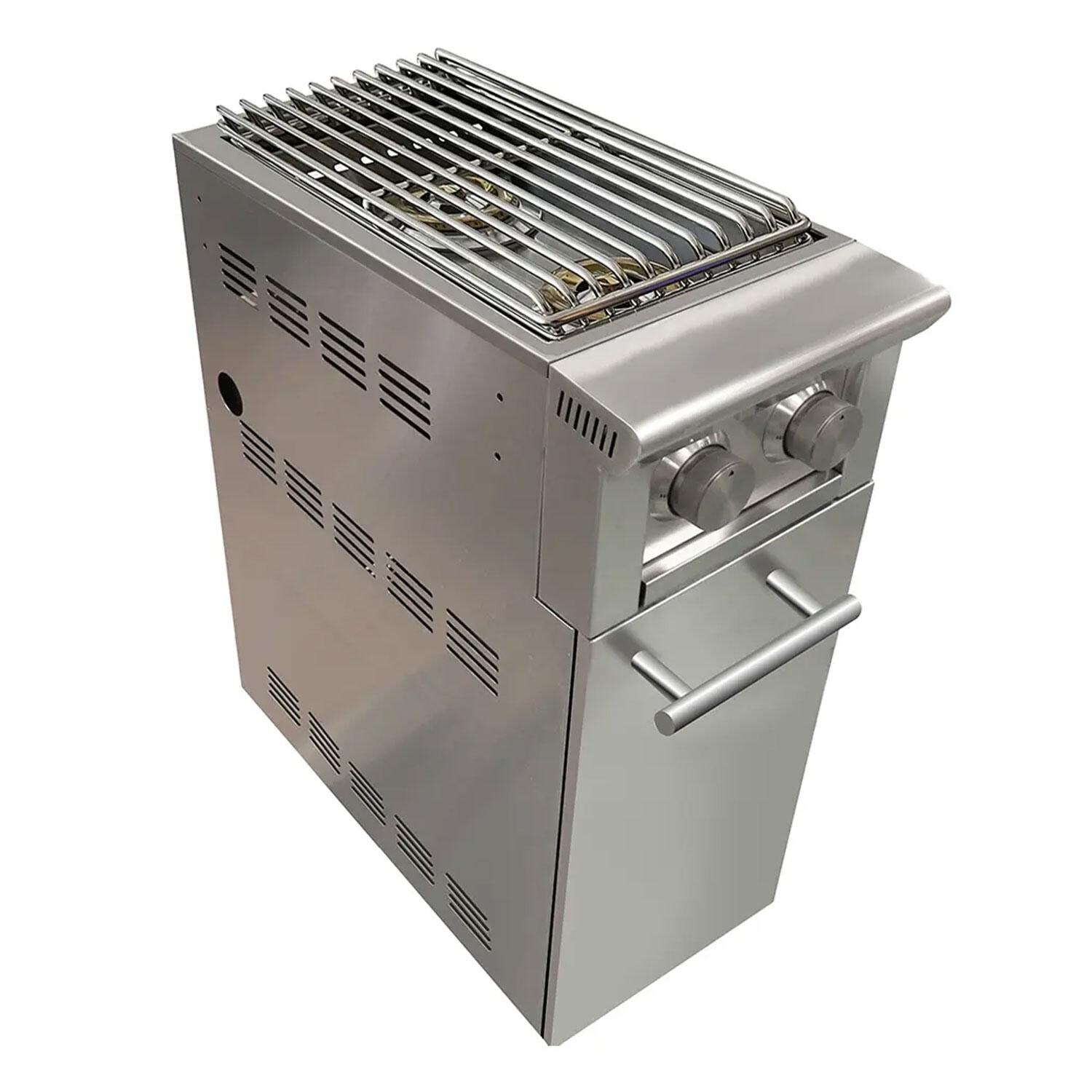 XO Appliance XOGCARTSBXLT Stainless Steel Side Burner Cart - Side View - White Background thumbnail
