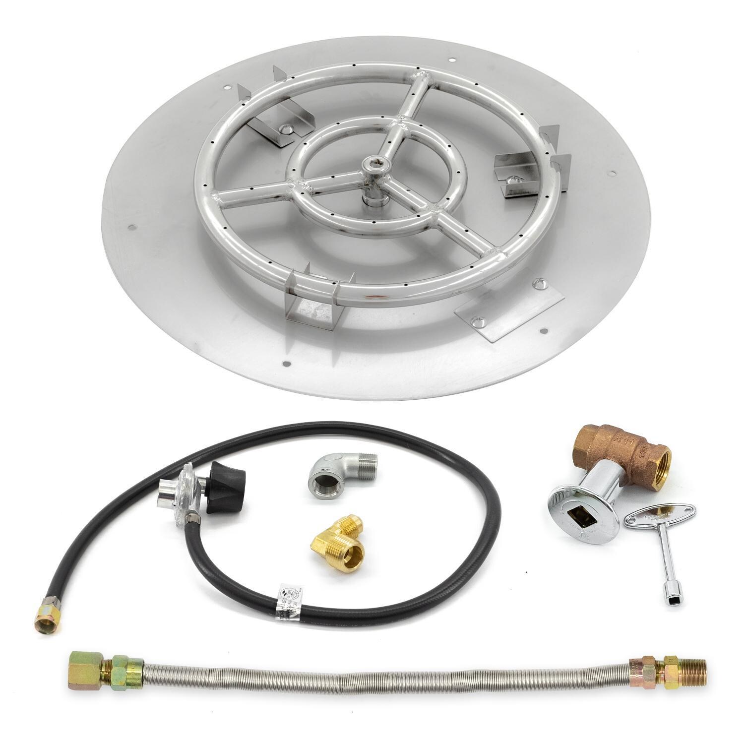 BBQGuys Signature 18-Inch Round Flat Pan W/ 12-Inch Propane Ring Burner & Connection Kit image