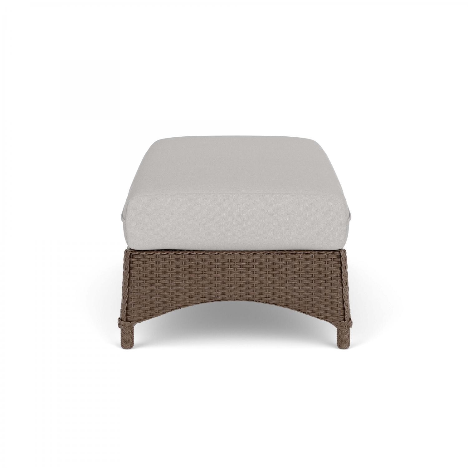 Lloyd Flanders Mandalay Large Ottoman in Bark Finish with Tundra Dove Fabric - Side thumbnail