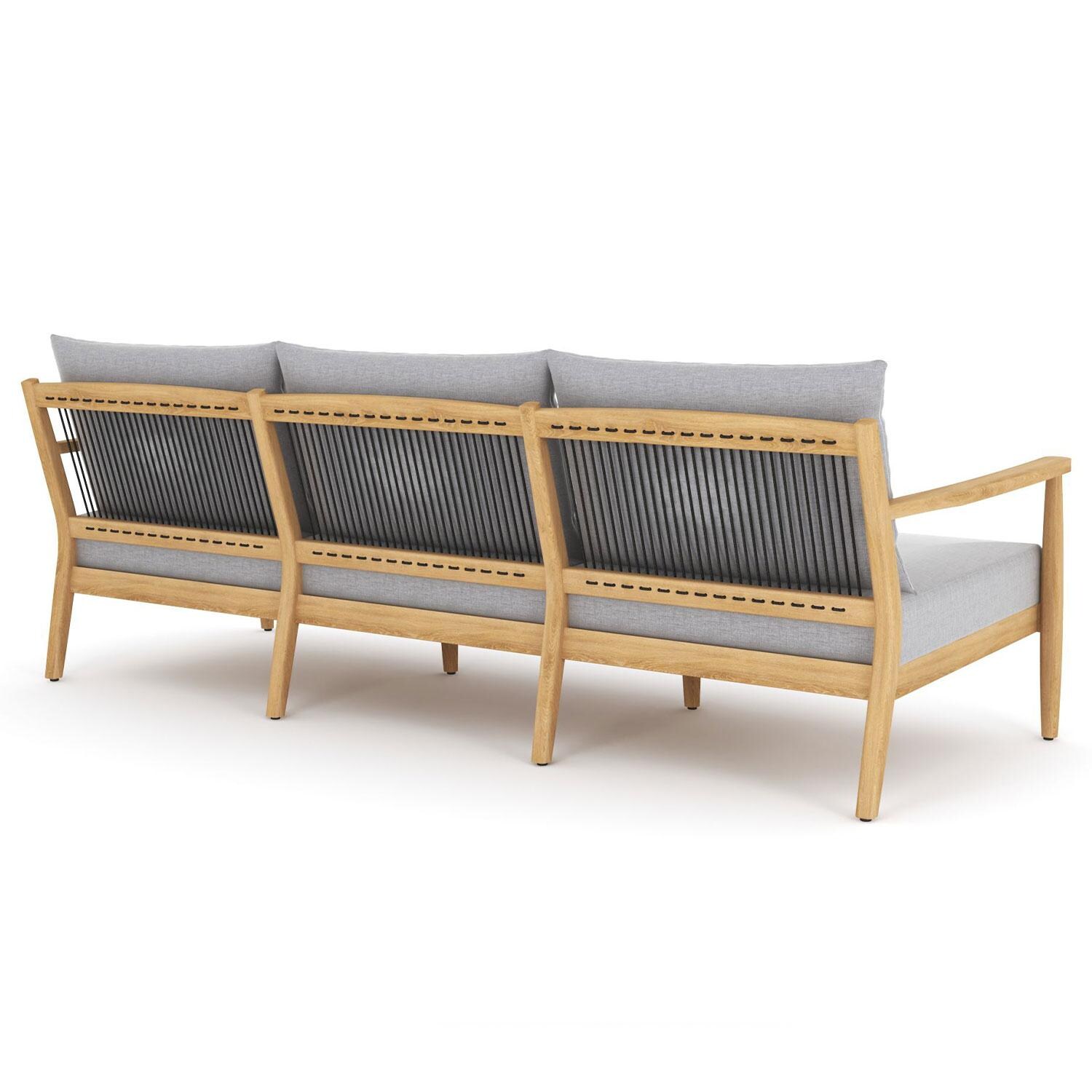 Palma Teak 3 Person Sofa W/ Granite Cushions by Royal Teak Collection - Rear View - White Background thumbnail