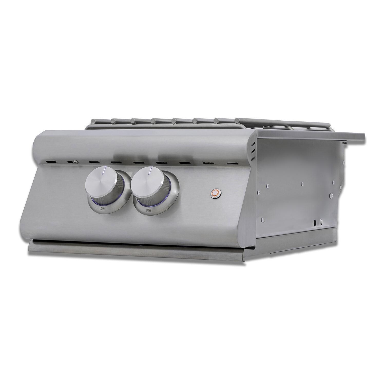 Blaze BLZ-PBLTE3-NG Premium LTE + Built-In Natural Gas High Performance Power Burner With Wok Ring & Stainless Steel Lid - Angled View - White Background thumbnail