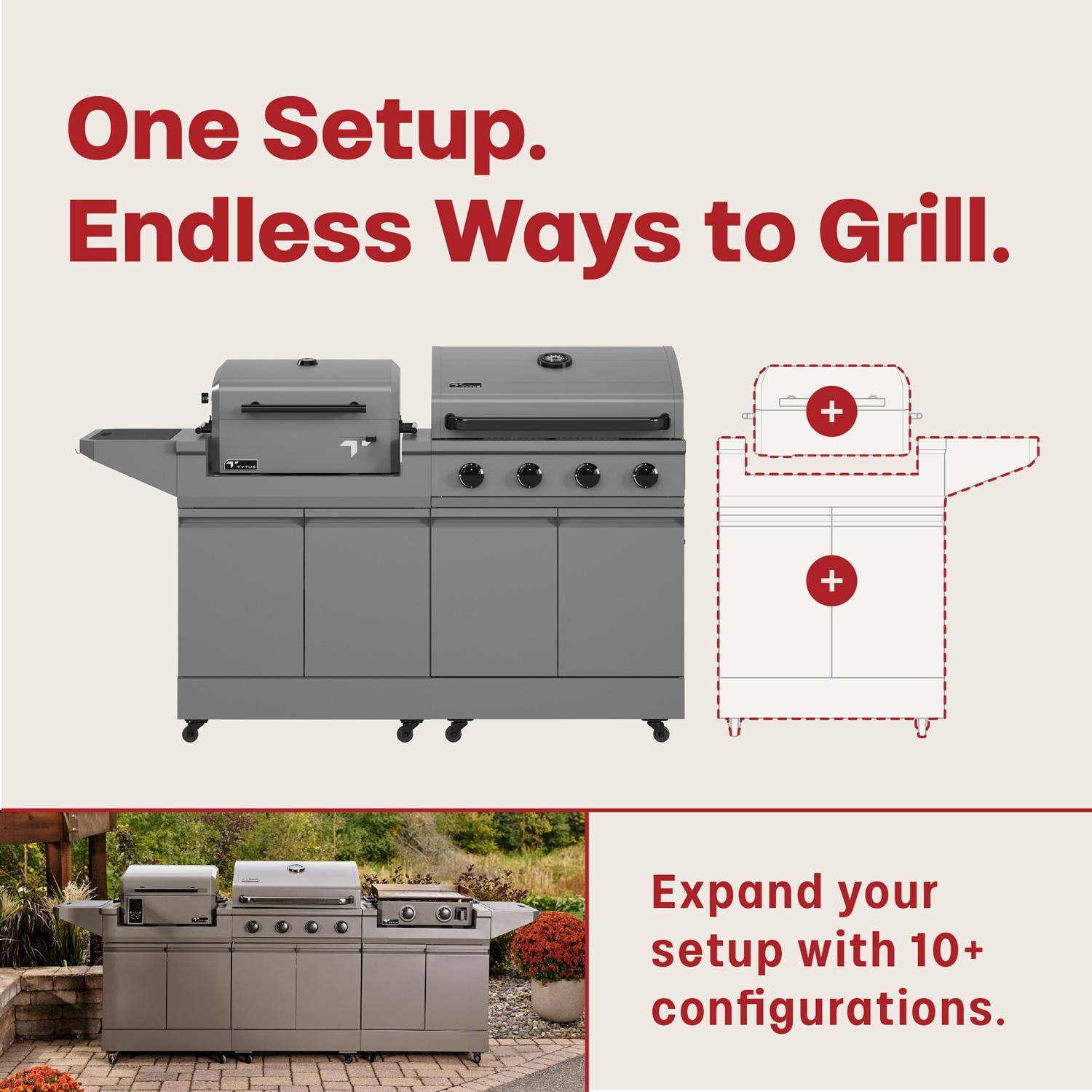 TYTUS TDT-BUN-014 Modular Duo w/ 4-Burner Gas Grill & Charcoal Grill - Modular Setup - Detail thumbnail