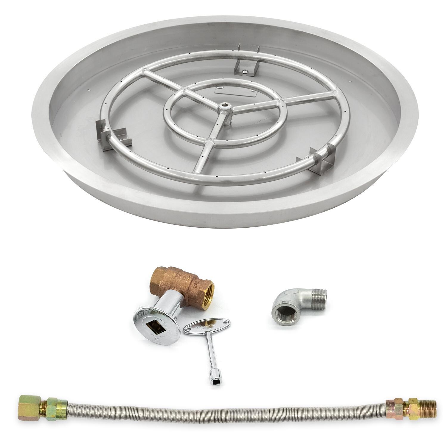 BBQGuys Signature Series 25-Inch Round Drop-In Pan W/ 18-Inch Natural Gas Ring Burner & Connection Kit image