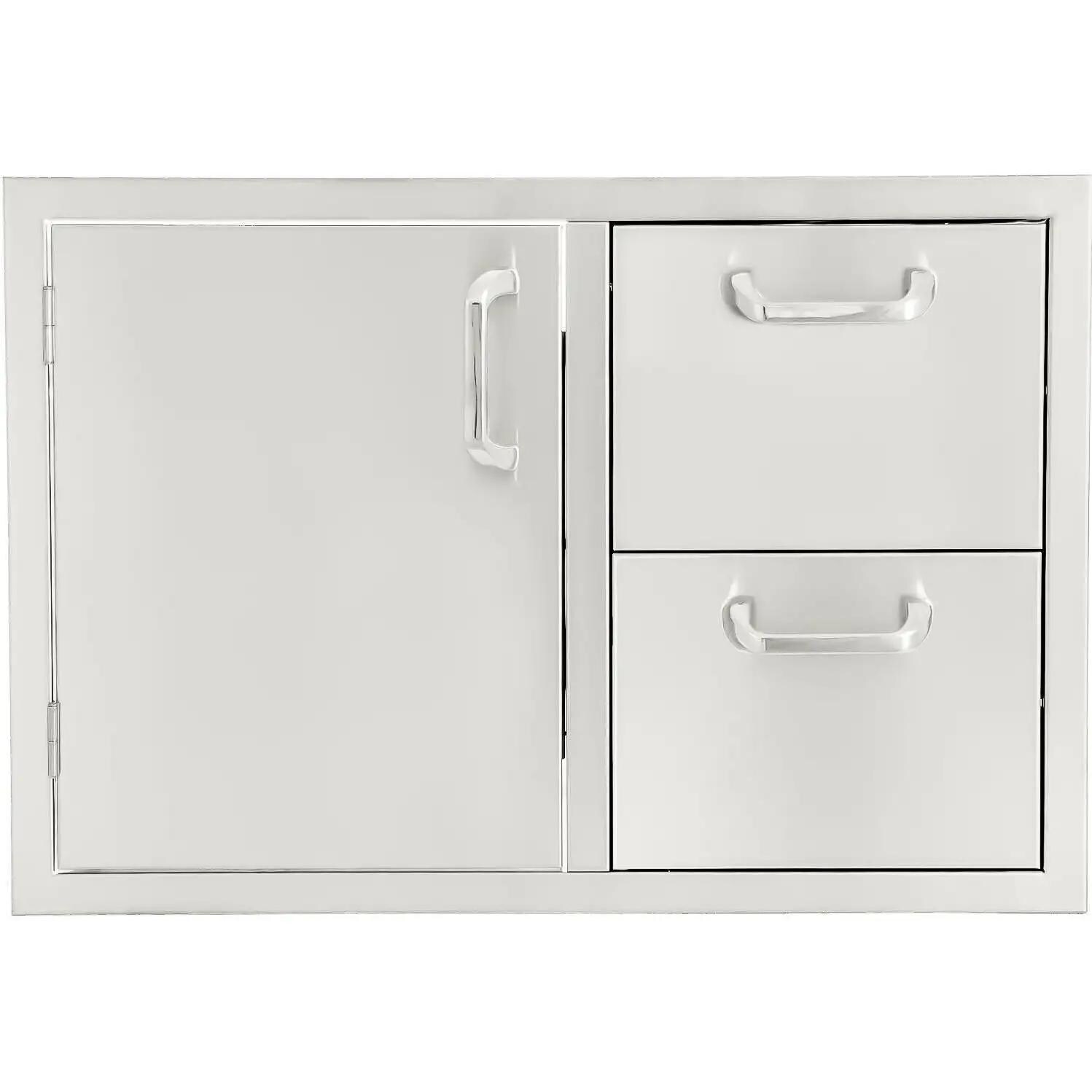 BBQGuys Signature Series 30-Inch Stainless Steel Left-Hinged Access Door & Double Drawer Combo - DISCONTINUED