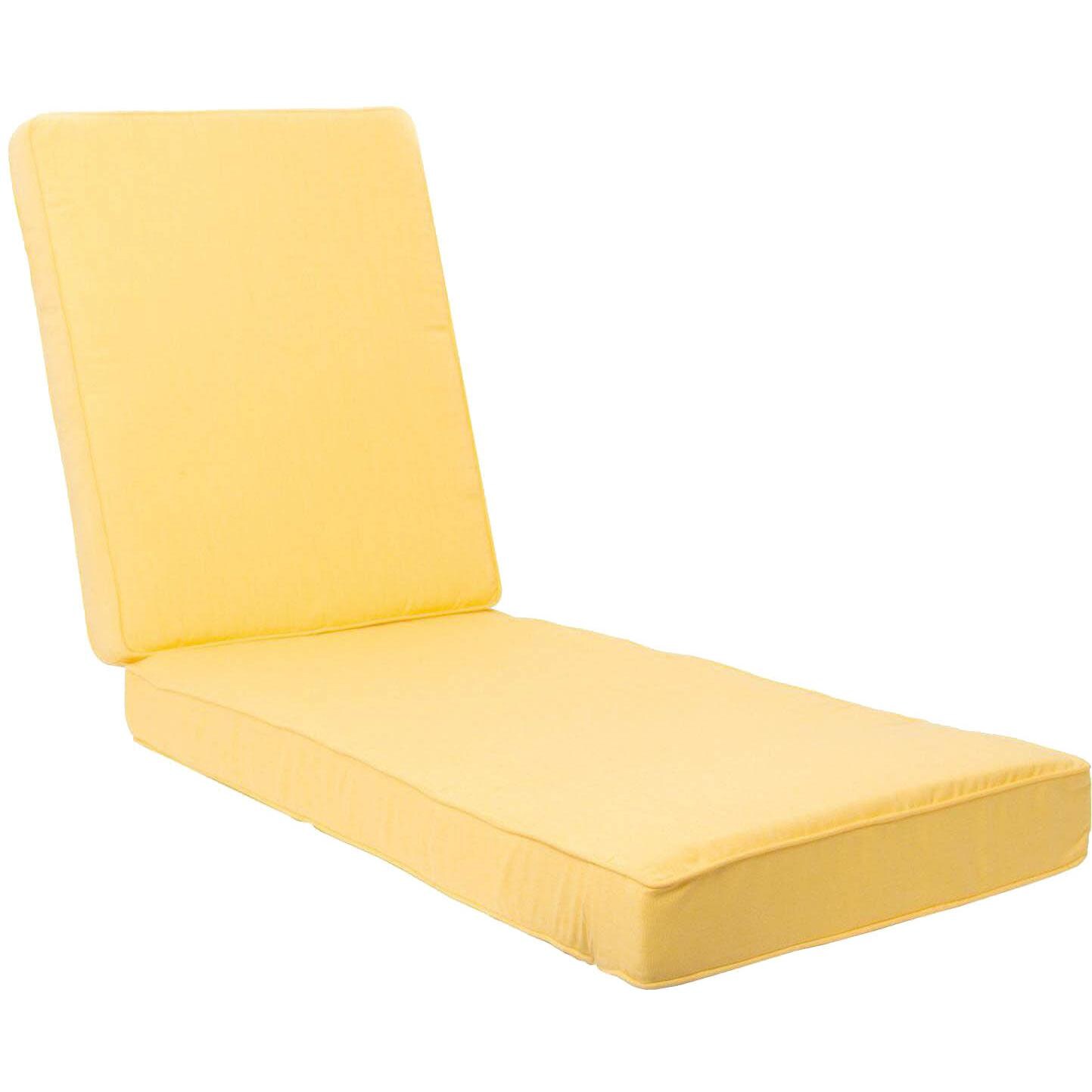 Sunbrella Canvas Buttercup Long Outdoor Replacement Chaise Lounge Cushion W/ Piping By BBQGuys Signature