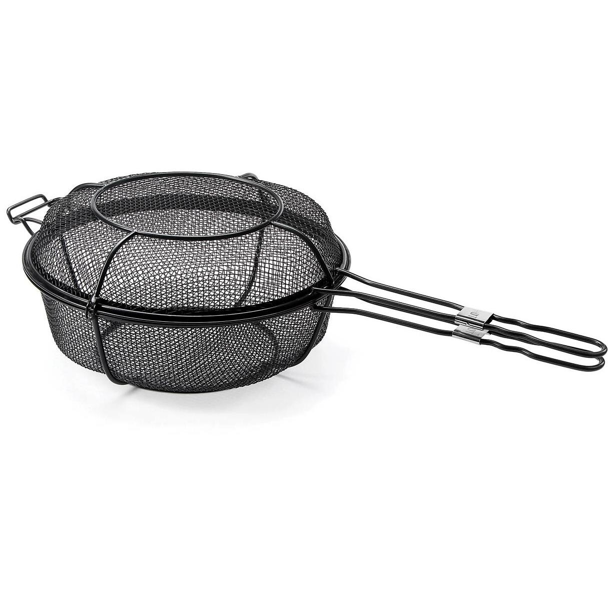 Outset 11-Inch Diameter Non-Stick 3-In-1 Grill Basket And Skillet - Full View thumbnail