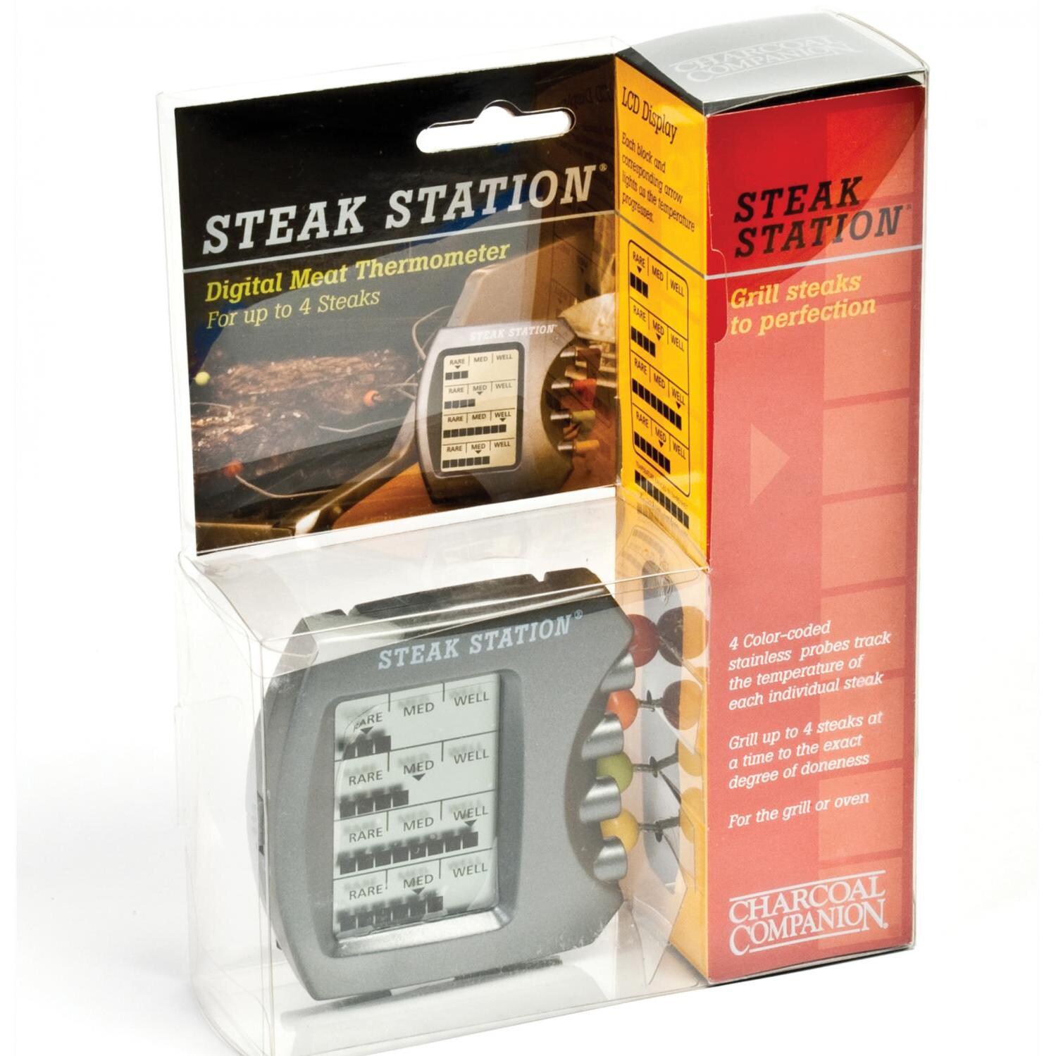 Charcoal Companion Steak Station Digital Meat Thermometer With Four Probes - Packaged View thumbnail