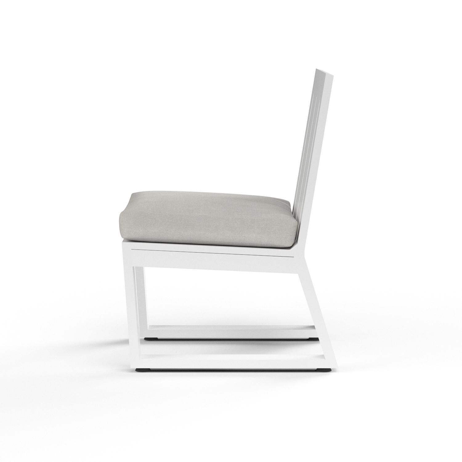 Sunset West - 4801-1A-40433 - Newport Aluminum Armless Patio Dining Chair W/ Sunbrella Cast Silver Cushion - Side View thumbnail