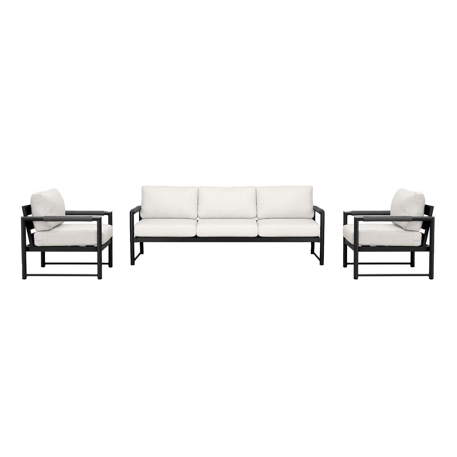 Lakeview AVEBAY-BK-CO-SET141-CS Avenue Bay Black/Carbon 3 Pc Sofa Club Chair Set - Cast Silver - Display - White Background thumbnail