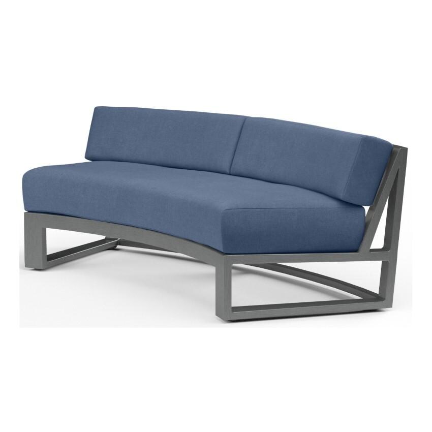 Redondo 3 Person Aluminum Curved Sofa w/ No Welt in Slate/Spectrum Indigo by Sunset West - White Background thumbnail