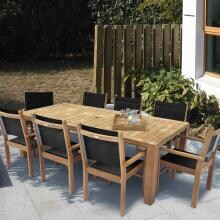 Captiva 9 Piece Teak Patio Dining Set W/ 94 X 44 Inch Rectangular Table By Royal Teak Collection - Black Sling