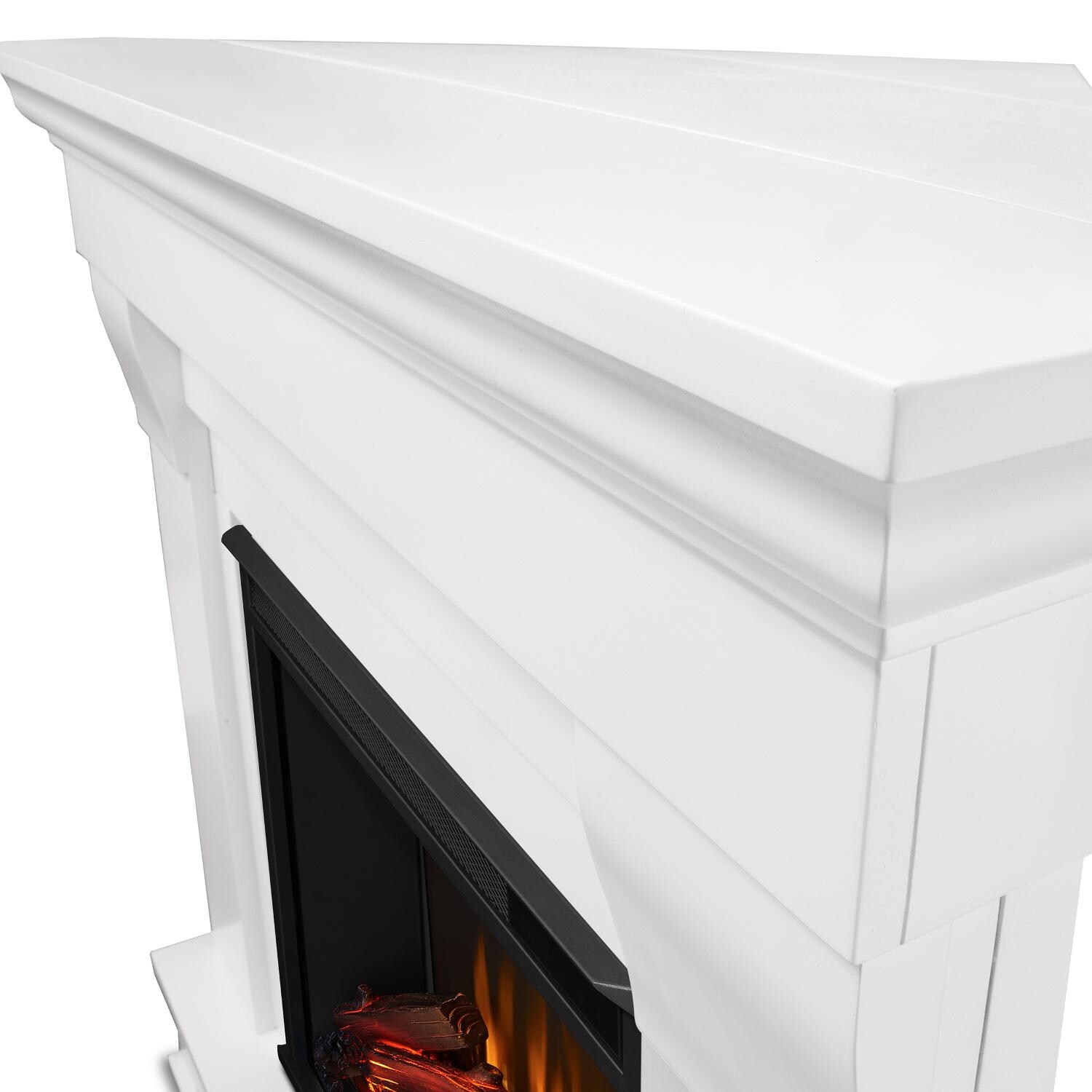 Real Flame - 5950E-W - Chateau 40-Inch Corner Electric Fireplace With Mantel - White - Corner Detail thumbnail