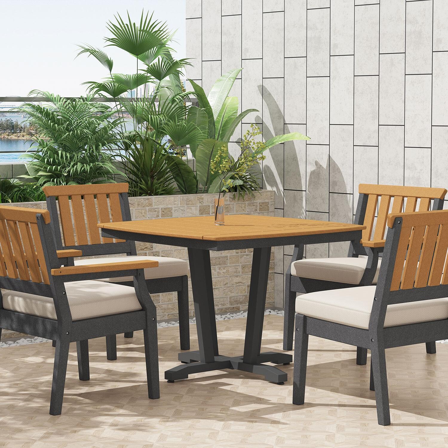 Sabine Landing 42 Inch Polyresin Dining Table by Lakeview Outdoor Designs - Back Patio - Lifestyle thumbnail