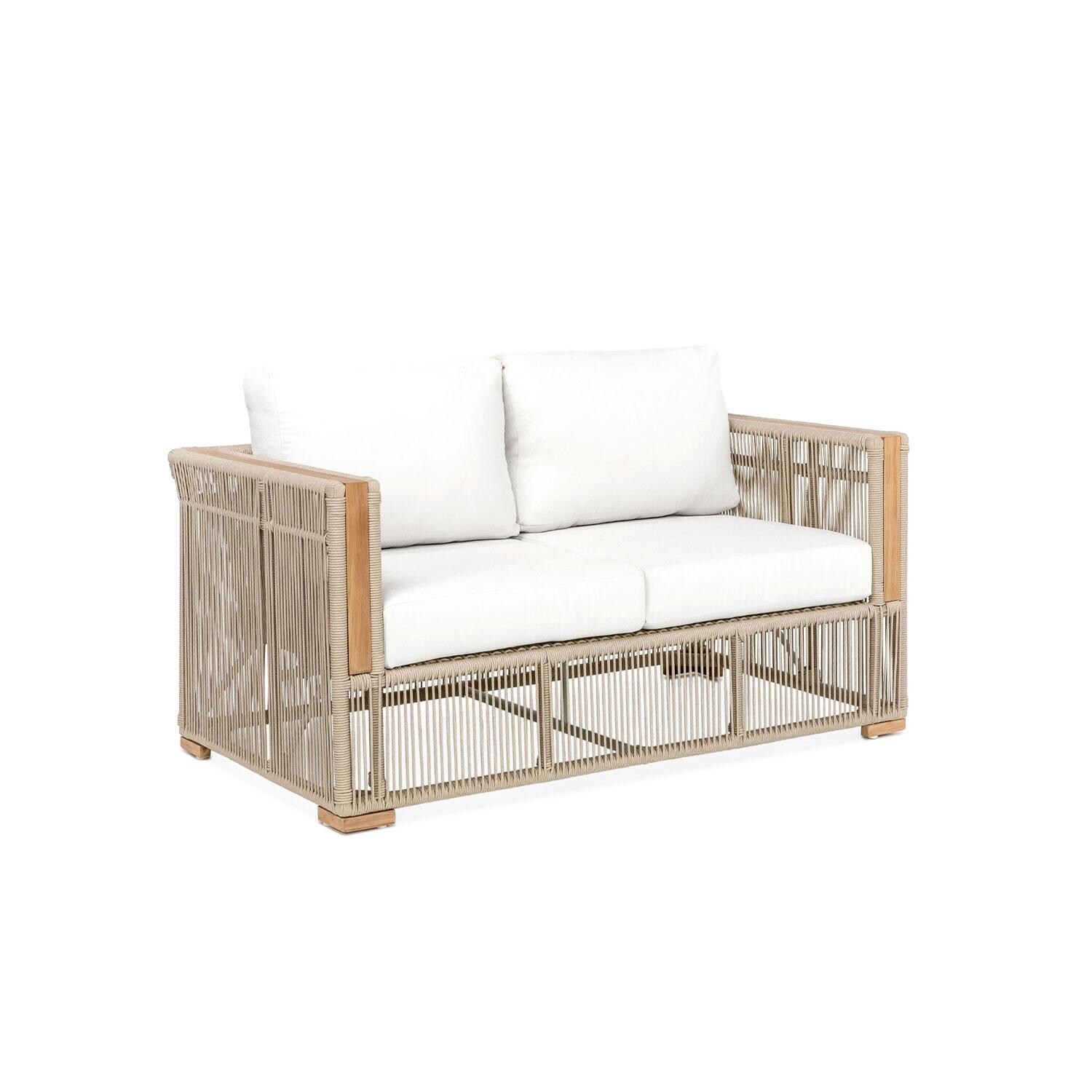 Pelican View 2 Person Woven Rope Loveseat in Natural by Lakeview Outdoor Designs - Side View - White Background thumbnail