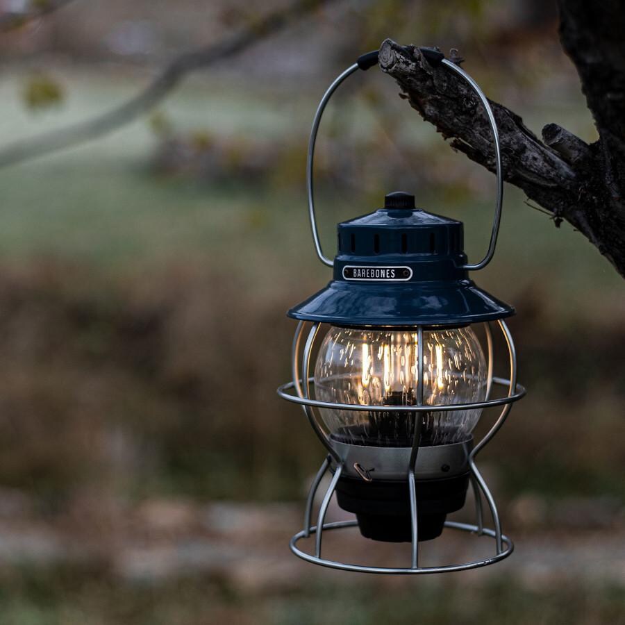Barebones Living LIV-181 Railroad Lantern - Ocean Blue thumbnail