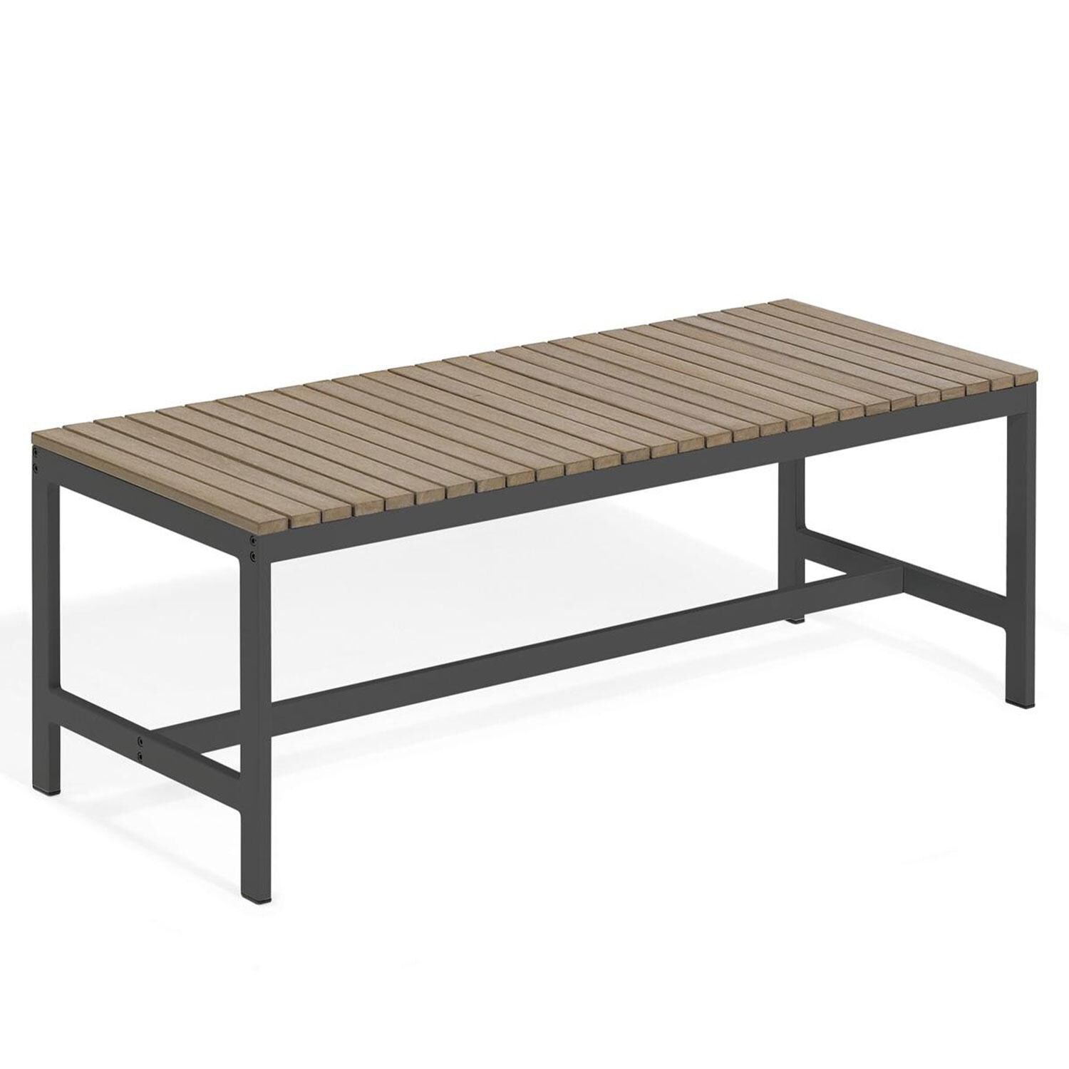 Travira 48 Inch Aluminum Bench in Carbon/Vintage Tekwood by Oxford Garden