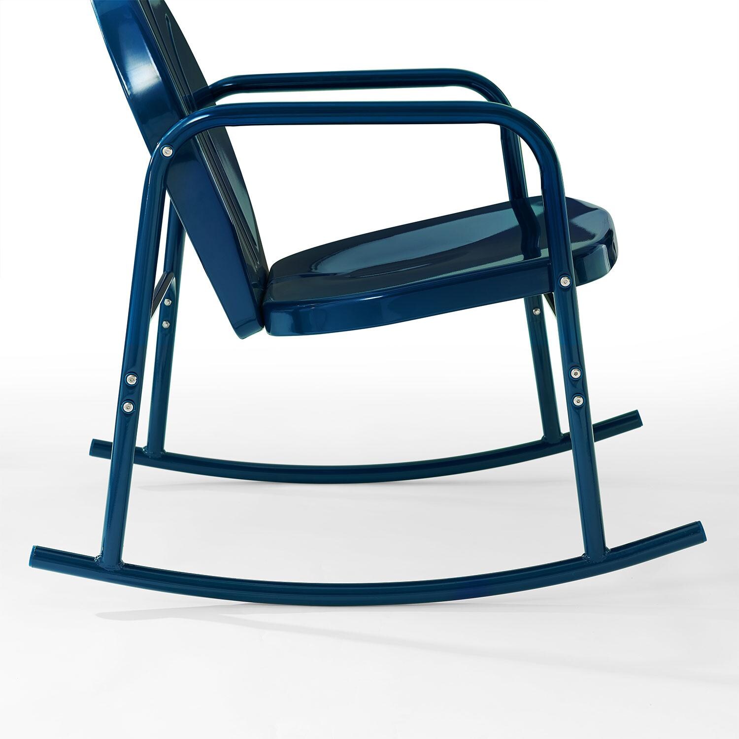 Ultimate Patio UP-32253NV 3Pc Retro Outdoor Rocking Chair Set in Navy - Base Legs - Detail thumbnail