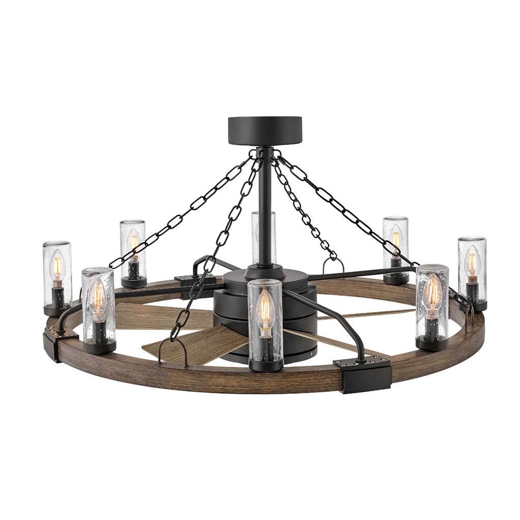 Hinkley Lighting 902928FMB-LWD Sawyer 36 Inch Fandelier W/ 28 Inch Fan - Matte Black - Shown With Shorter Downrod thumbnail