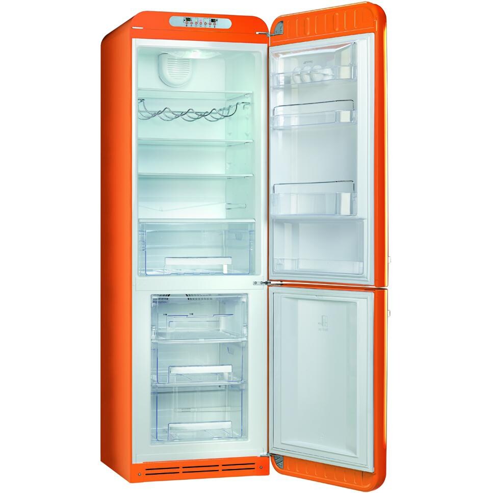 Smeg 50s Retro Style 11.7 Cu. Ft. Bottom Freezer Refrigerator Orange Right Hinge