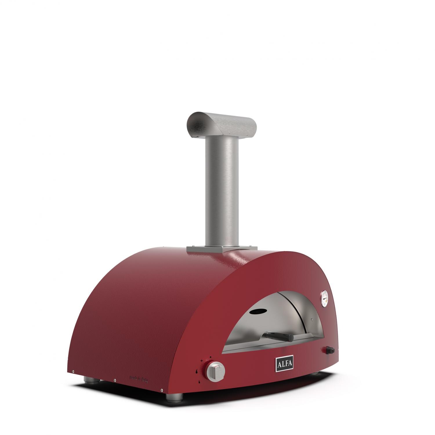 Alfa FXMD-2P-GROA-U Moderno 2 Pizze Propane Pizza Oven W/ Natural Gas Conversion Kit - Antique Red - Front Left thumbnail