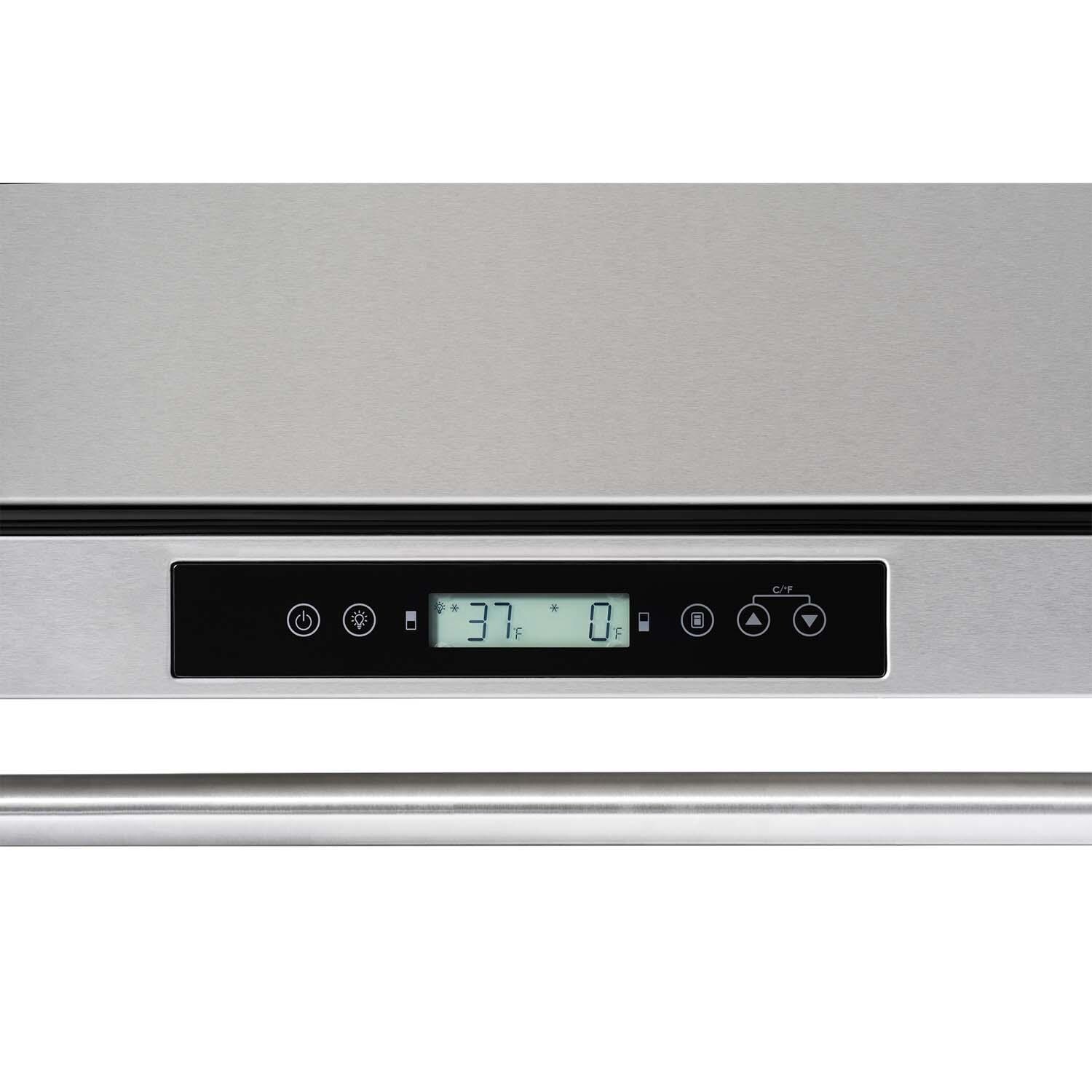 NewAir NOF110SSD0 24 Inch 4.1 Cu. Ft. Dual Drawer Commercial Built-In Outdoor Refrigerator & Freezer - Control Panel - Detail thumbnail