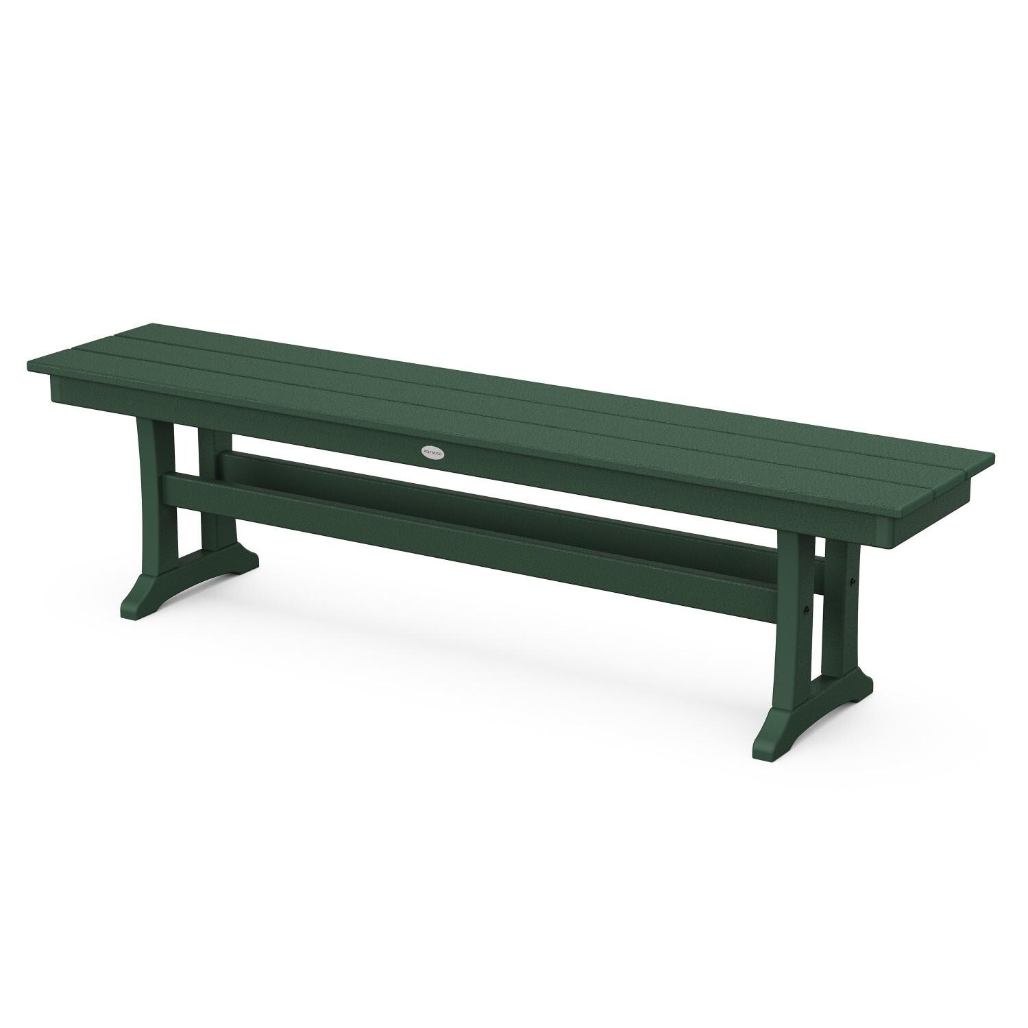 65 Inch Recycled Plastic Bench in Green by POLYWOOD