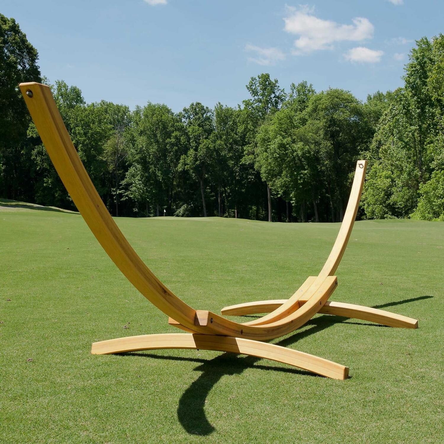 Pawleys Island SAR-2 Roman Arc Cypress Hammock Stand - On the Patio - On the Lawn thumbnail