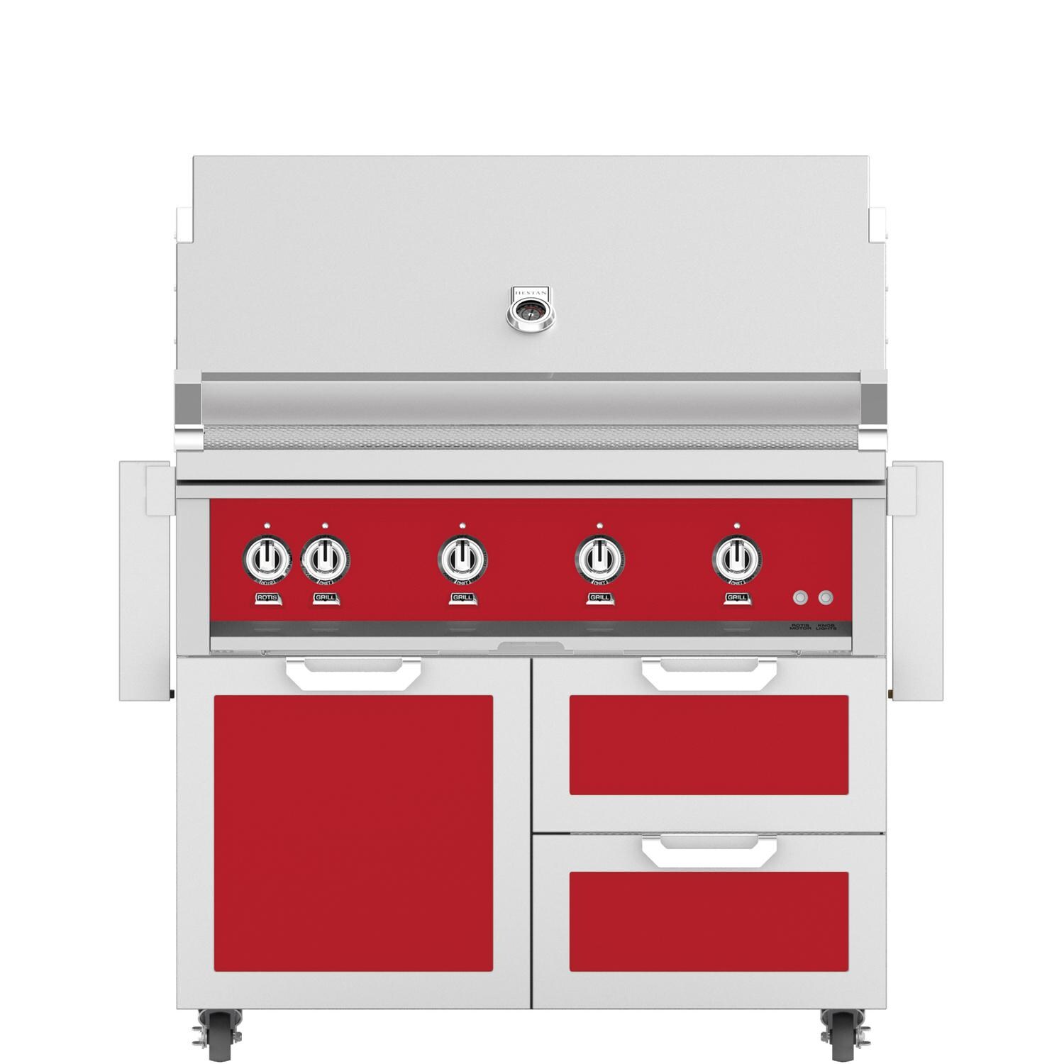 Hestan 42-Inch Freestanding Natural Gas Grill W/ Rotisserie On Double Drawer & Door Tower Cart - Matador - GABR42-NG-RD thumbnail