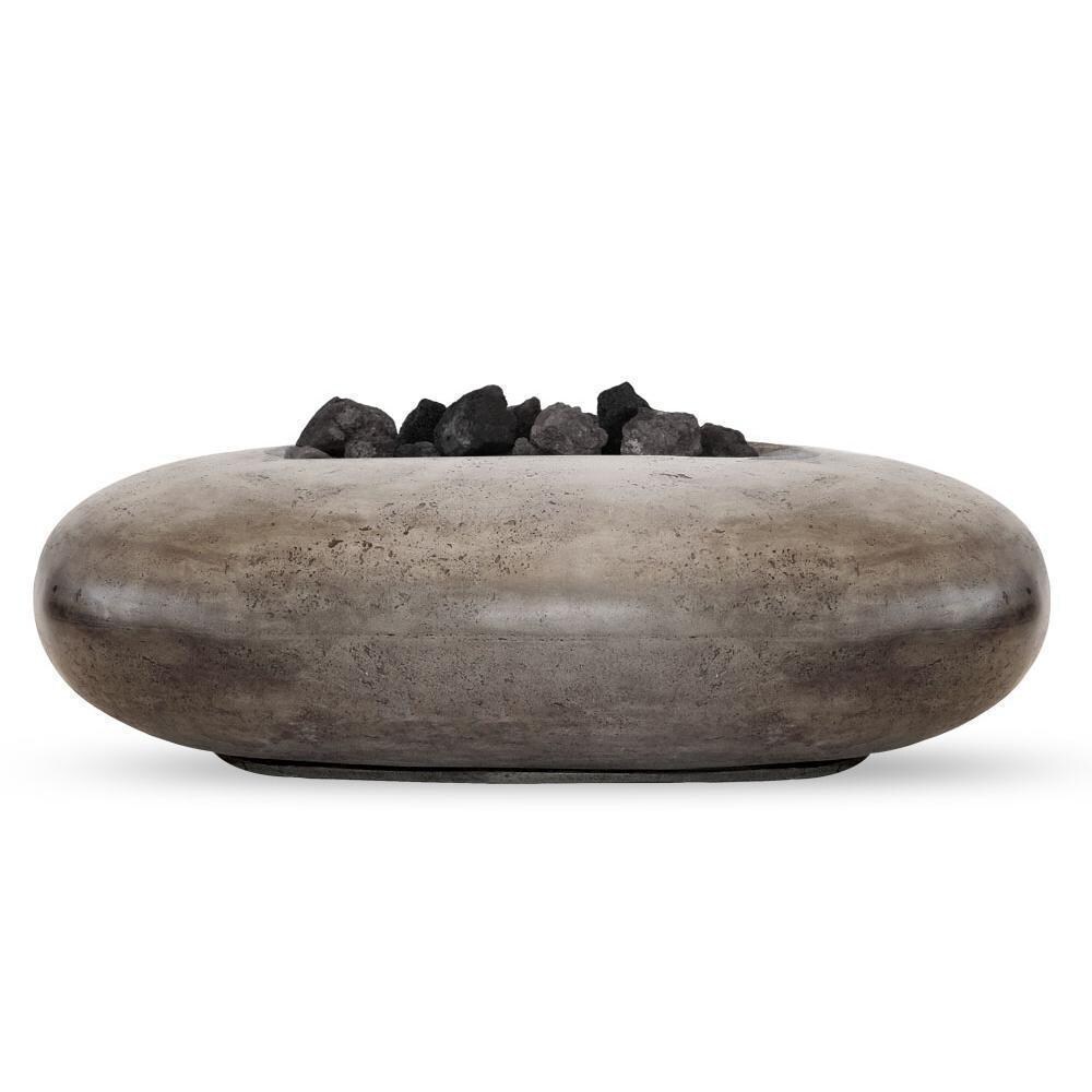 Prism Hardscapes Pebble 56-in Propane Fire Bowl - Pewter - SCPH-410-4NG - With Lava Rocks - White Background
