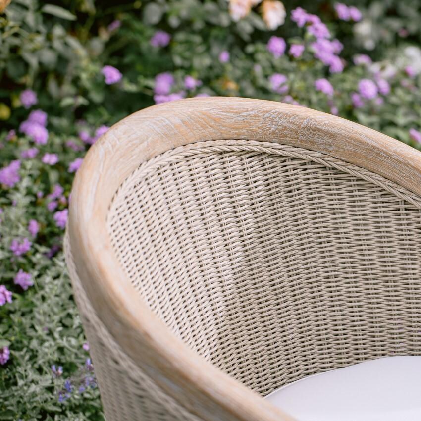 Cambria Teak Dining Arm Chair in Light Wood/Canvas Canvas by Sunset West - Chair Back Alternate - Detail thumbnail