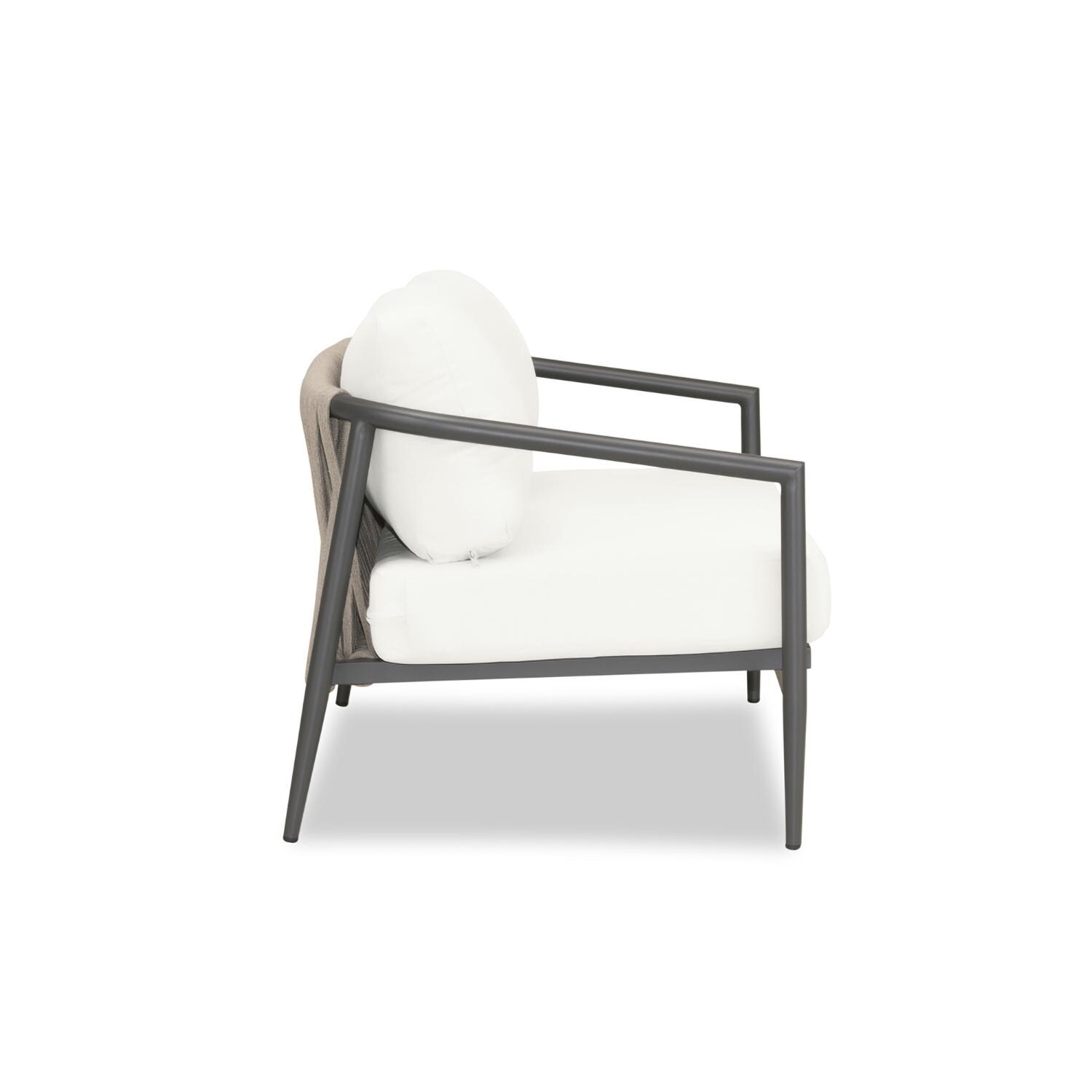 Lakeview Midnight Cove 2 Person Aluminum Loveseat in Slate/Pebble Gray/Canvas Natural - Side - White Background thumbnail