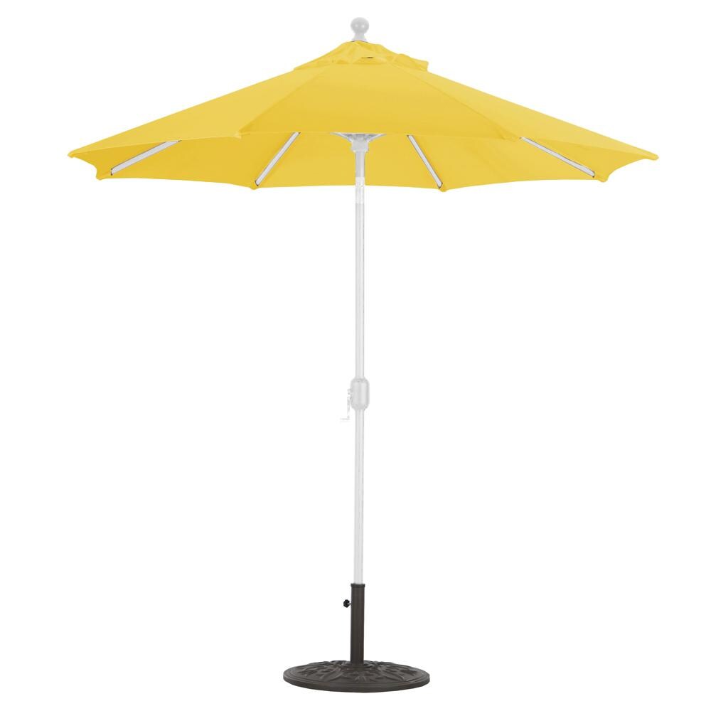 Galtech 7.5 Ft. Octagonal Aluminum Patio Market Umbrella W/ Crank Lift And Deluxe Auto Tilt - White Frame W/ Sunbrella Canvas Sunflower Yellow Canopy