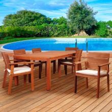 Amazonia Nelson 6-Person Eucalyptus Patio Dining Set With Arm Chairs