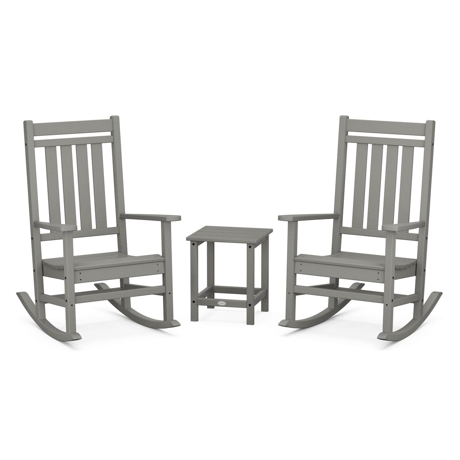 Estate 3 Pc Recycled Plastic Seating Set w/ Long Island End Table in Slate Gray by POLYWOOD