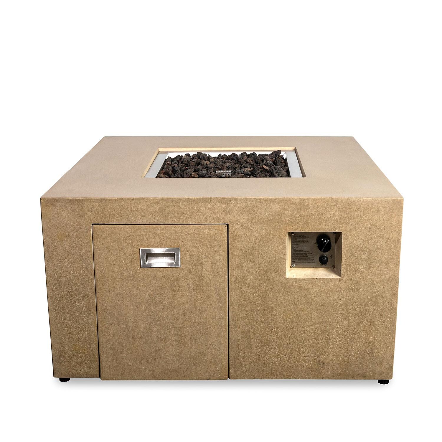 Glenwood 42-in Square Concrete Propane Fire Pit w/ Hidden Propane Tank in Sand by Lakeview Outdoor Designs - Off - White Background thumbnail