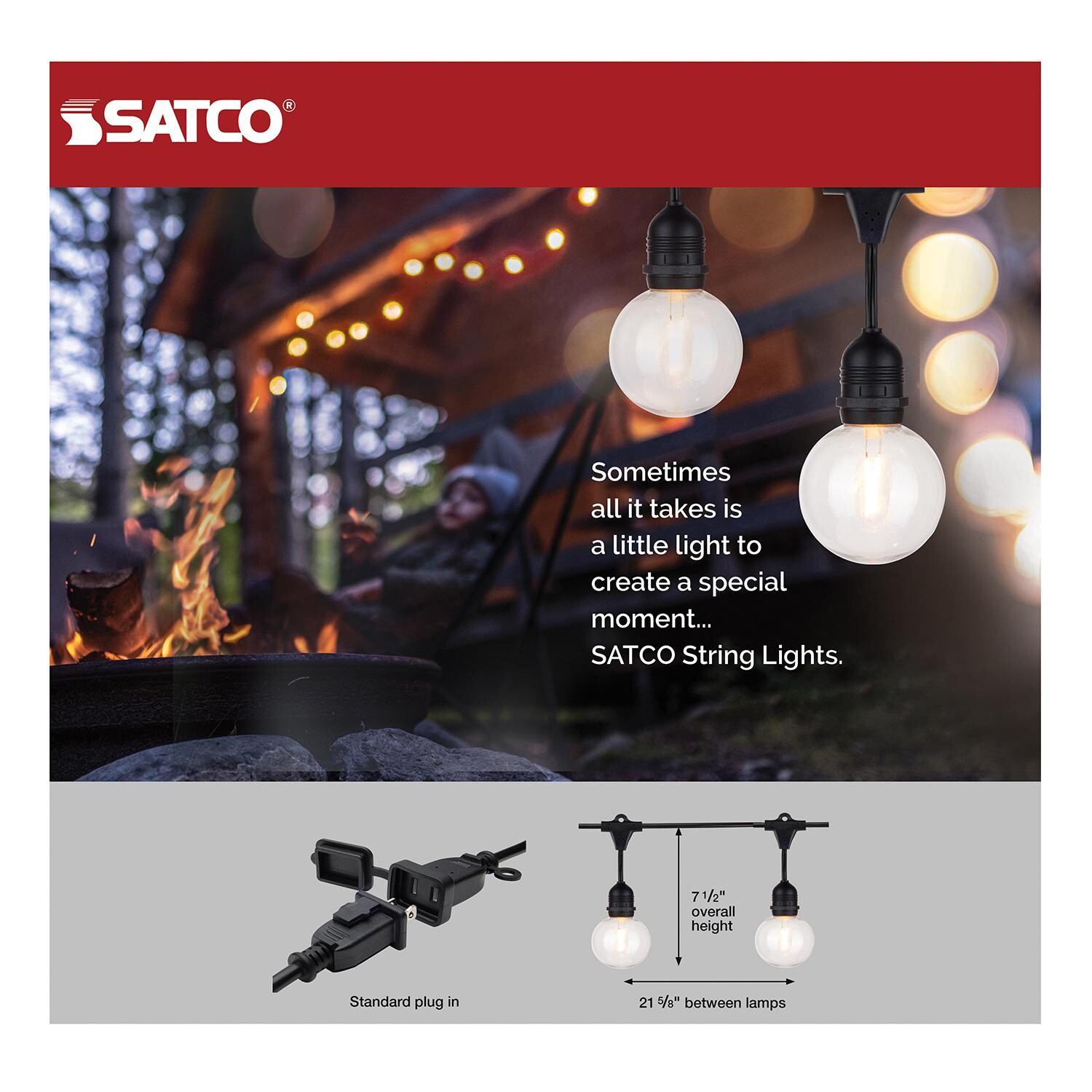 Satco S8034 LED 24 Foot 12 Globe Bulb String Lights - Packaging Back thumbnail