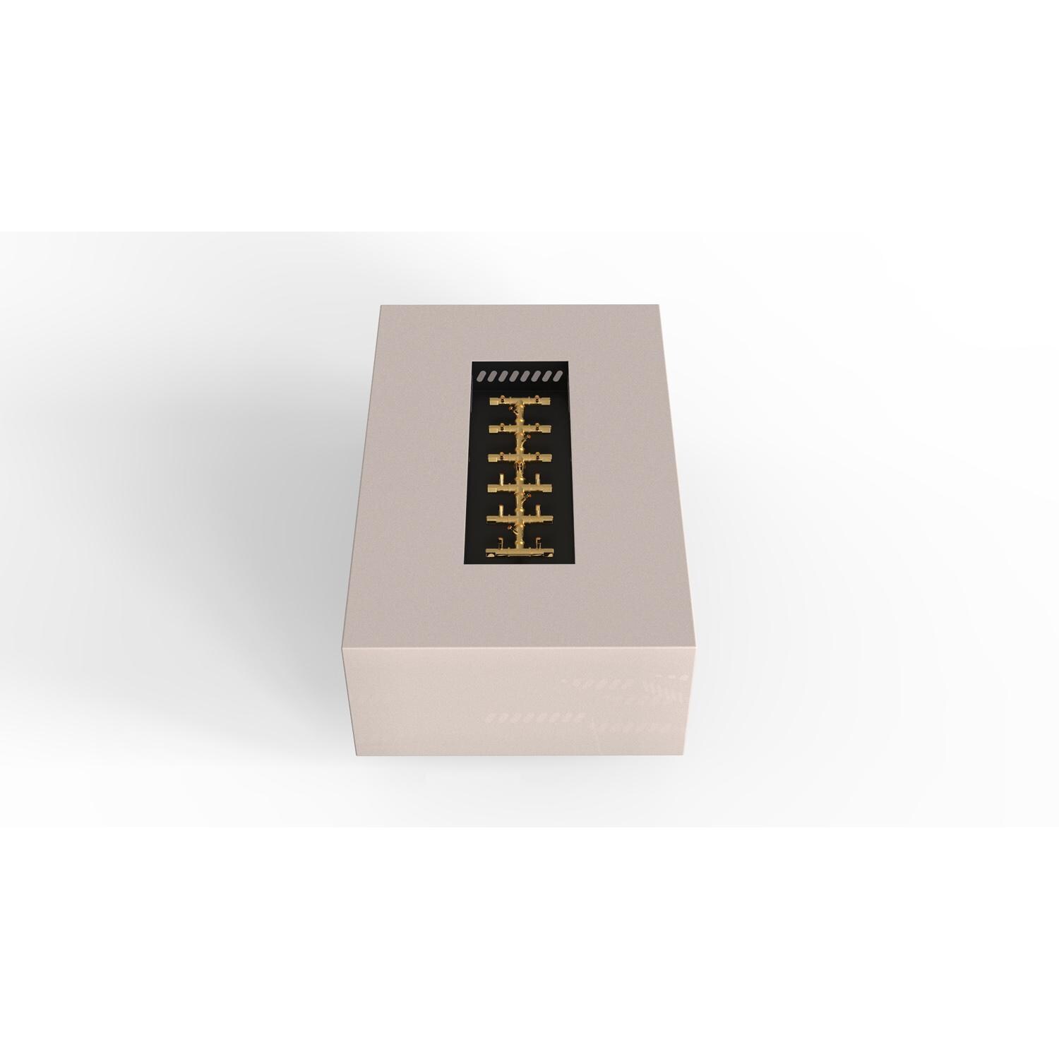 AON 48 x 30 Inch Rectangular Powder Coated Steel Propane Fire Pit Table in Sand Pebble By Warming Trends - Top Angled View - White Background thumbnail