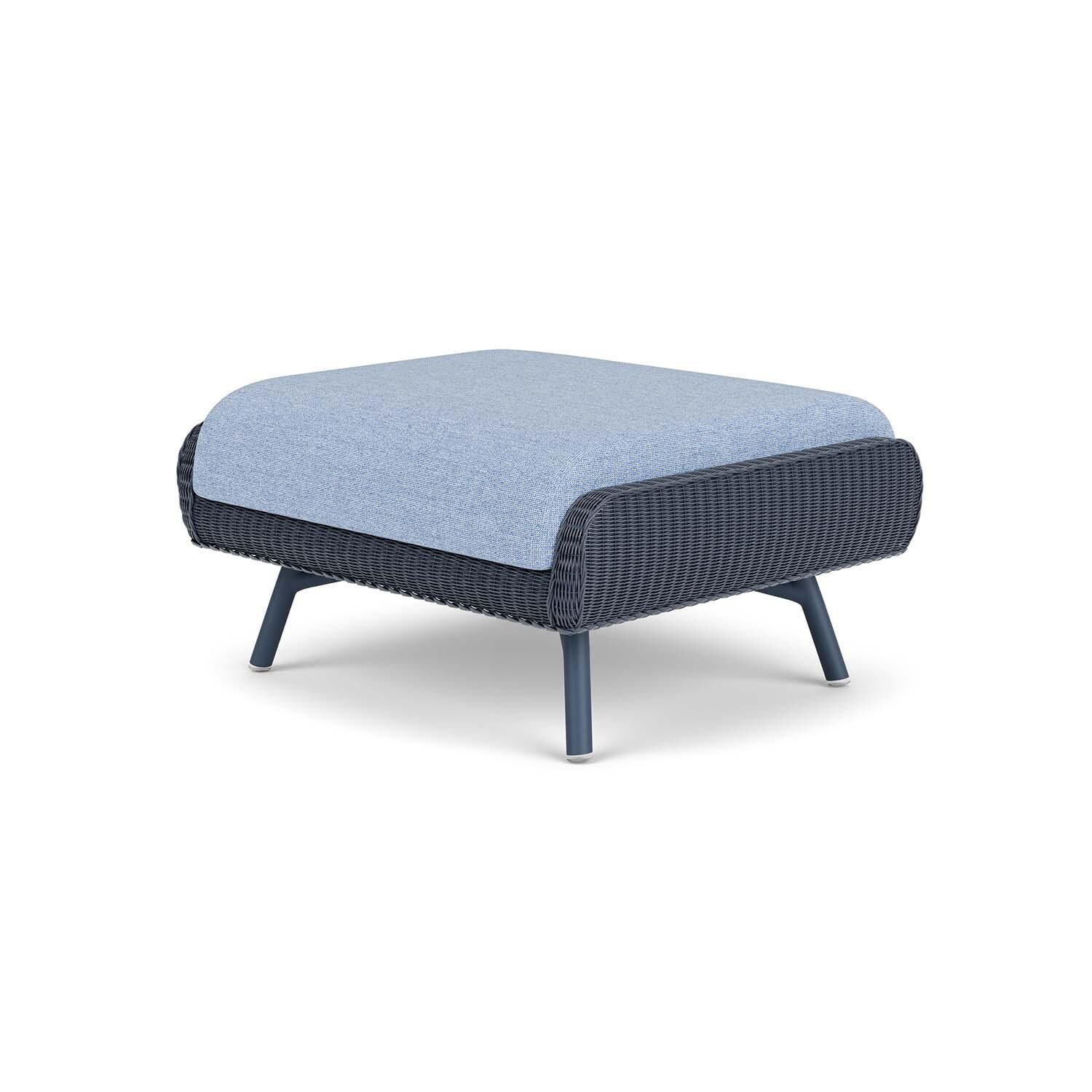 Lloyd Flanders Essence Ottoman W/Demo Skyway Fabric - Denim Blue Finish - Back Right thumbnail