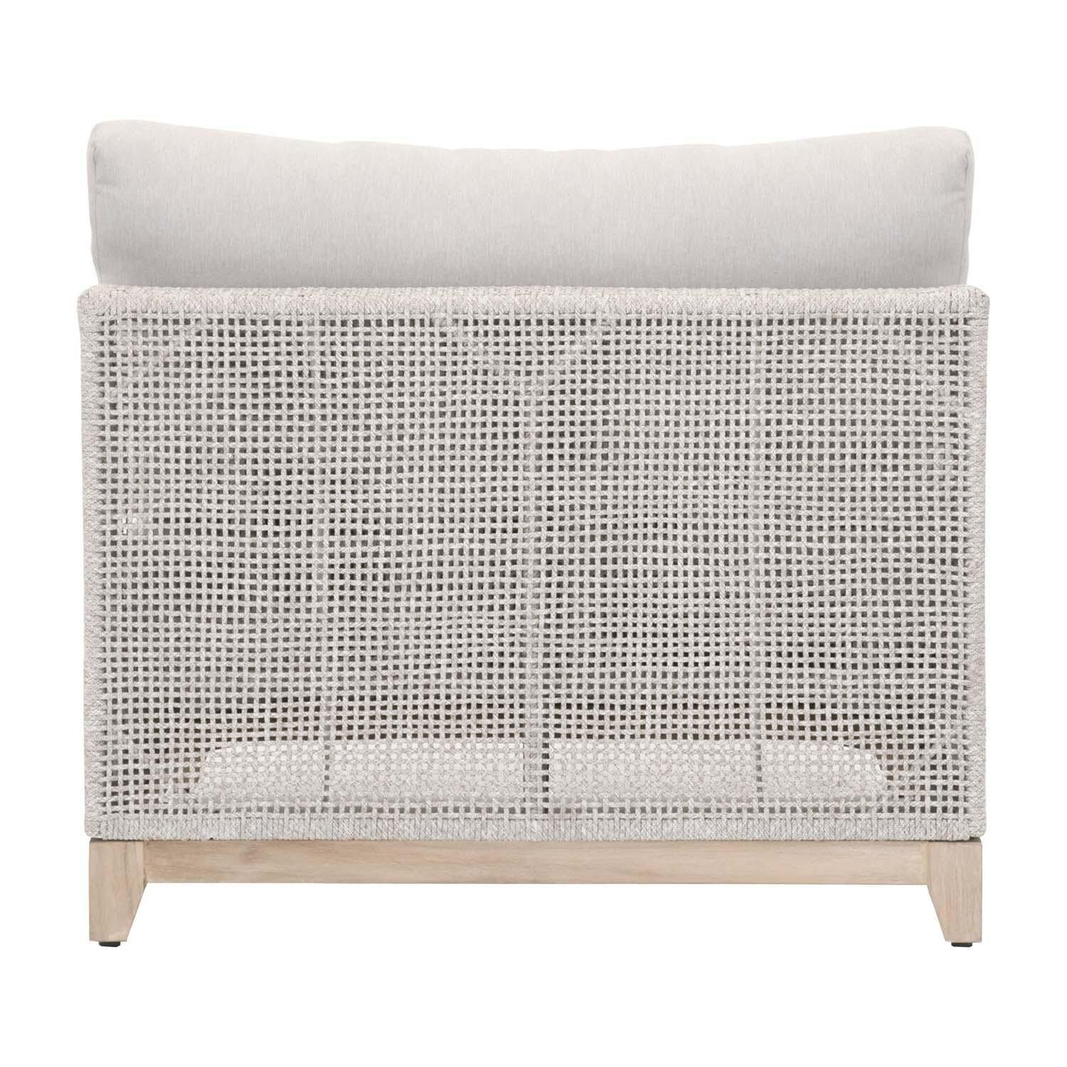 Lakeview Ranch Pointe Woven Rope Armless Sofa Chair in Taupe & White - Back View thumbnail