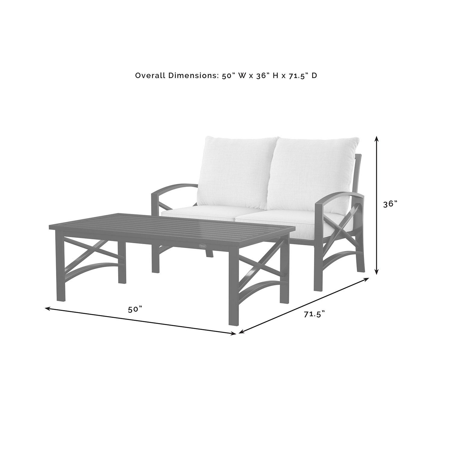 Ultimate Patio UP-82243BZ-OL 2Pc Outdoor Loveseat Patio Furniture Set in Oatmeal - Overall Dimensions - Diagram thumbnail