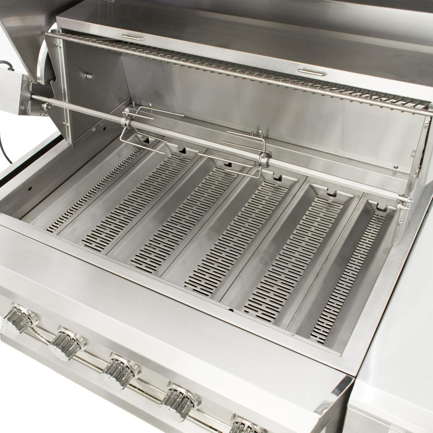 American Muscle Grill 36-Inch Built-In Gas Grill - 12 Gauge Charcoal Trays (Shown With Rotisserie - Not Included) thumbnail