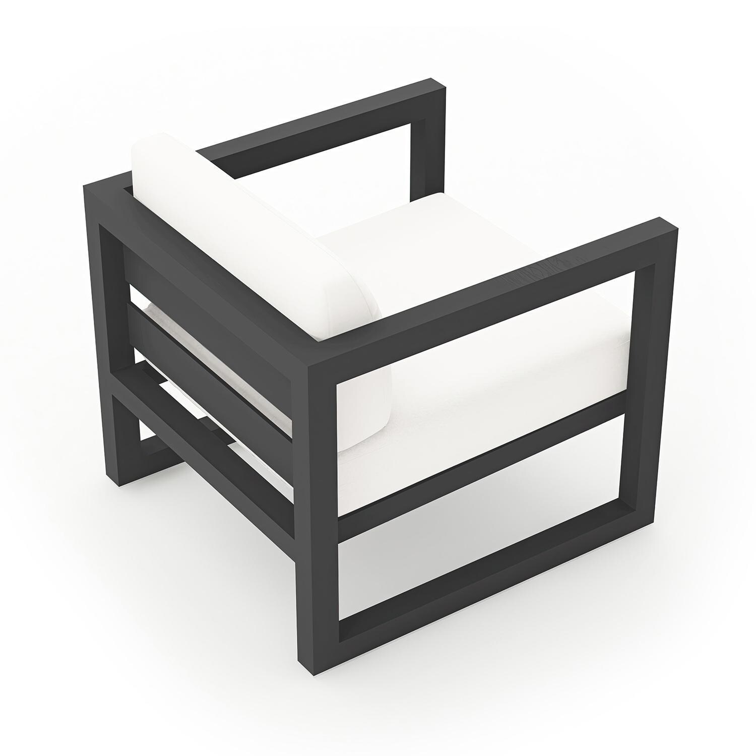 Misty Cove Aluminum Club Chair in Slate w/Canvas Natural Cushions by Lakeview - Top Angle View - White Background thumbnail