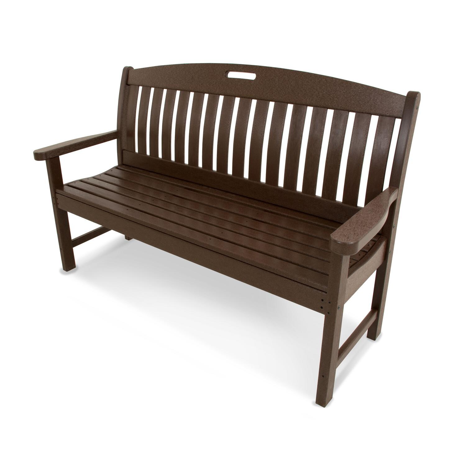 Nautical Mahogany Recycled Plastic Wood 60 Inch Patio Bench By POLYWOOD