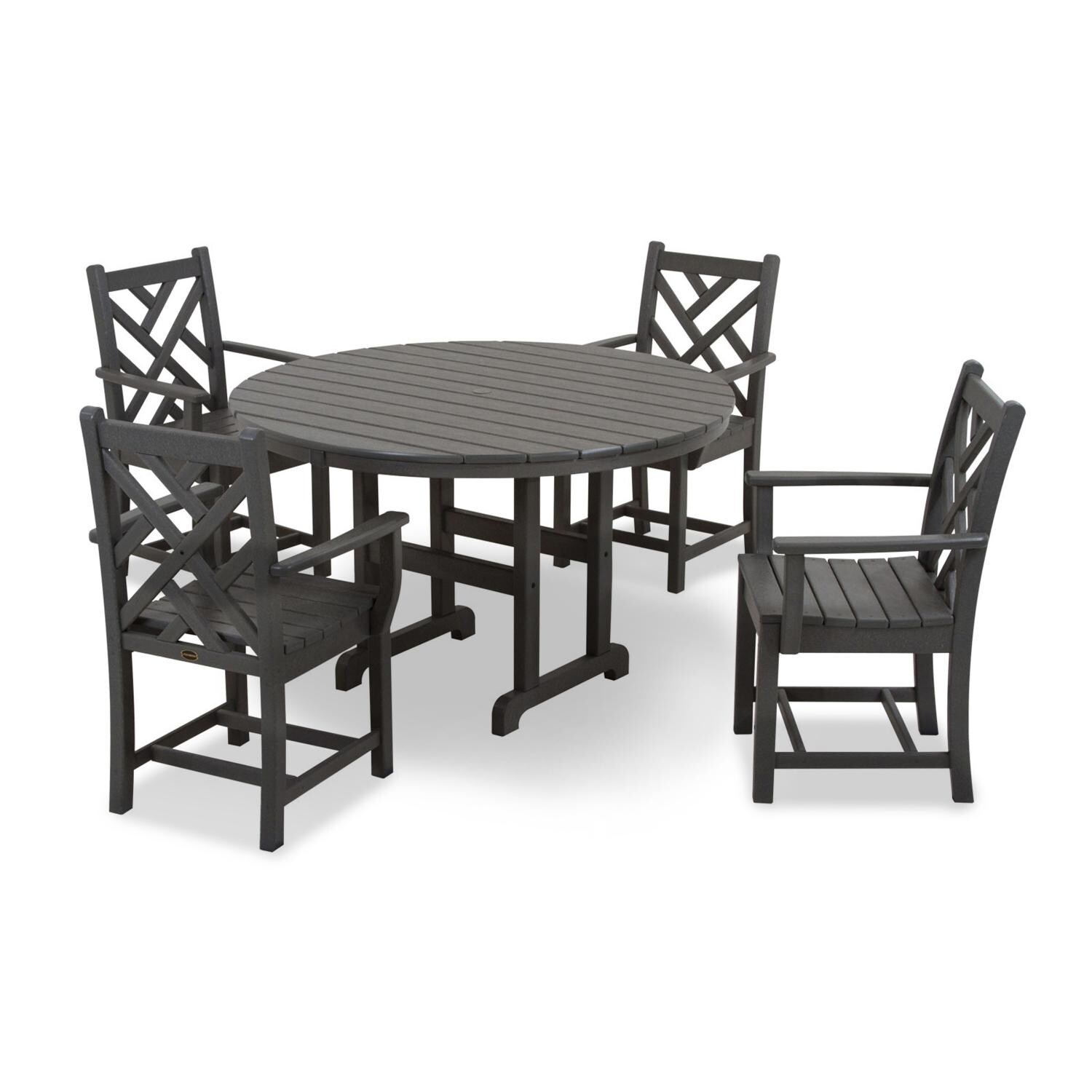 Chippendale 5 Piece Slate Gray Recycled Plastic Wood Patio ...