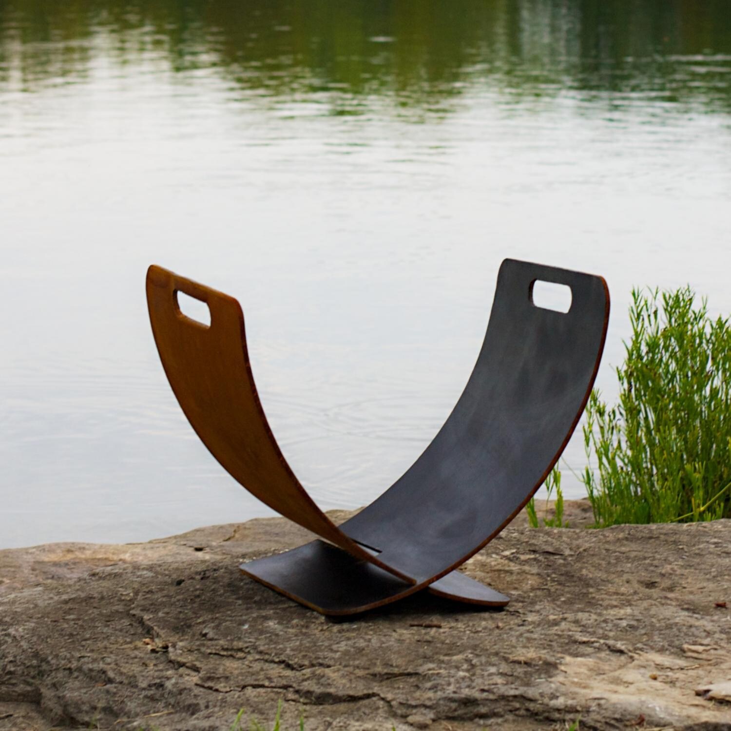 Fire Pit Art Wings Of Flight Log Rack - Shown Empty thumbnail