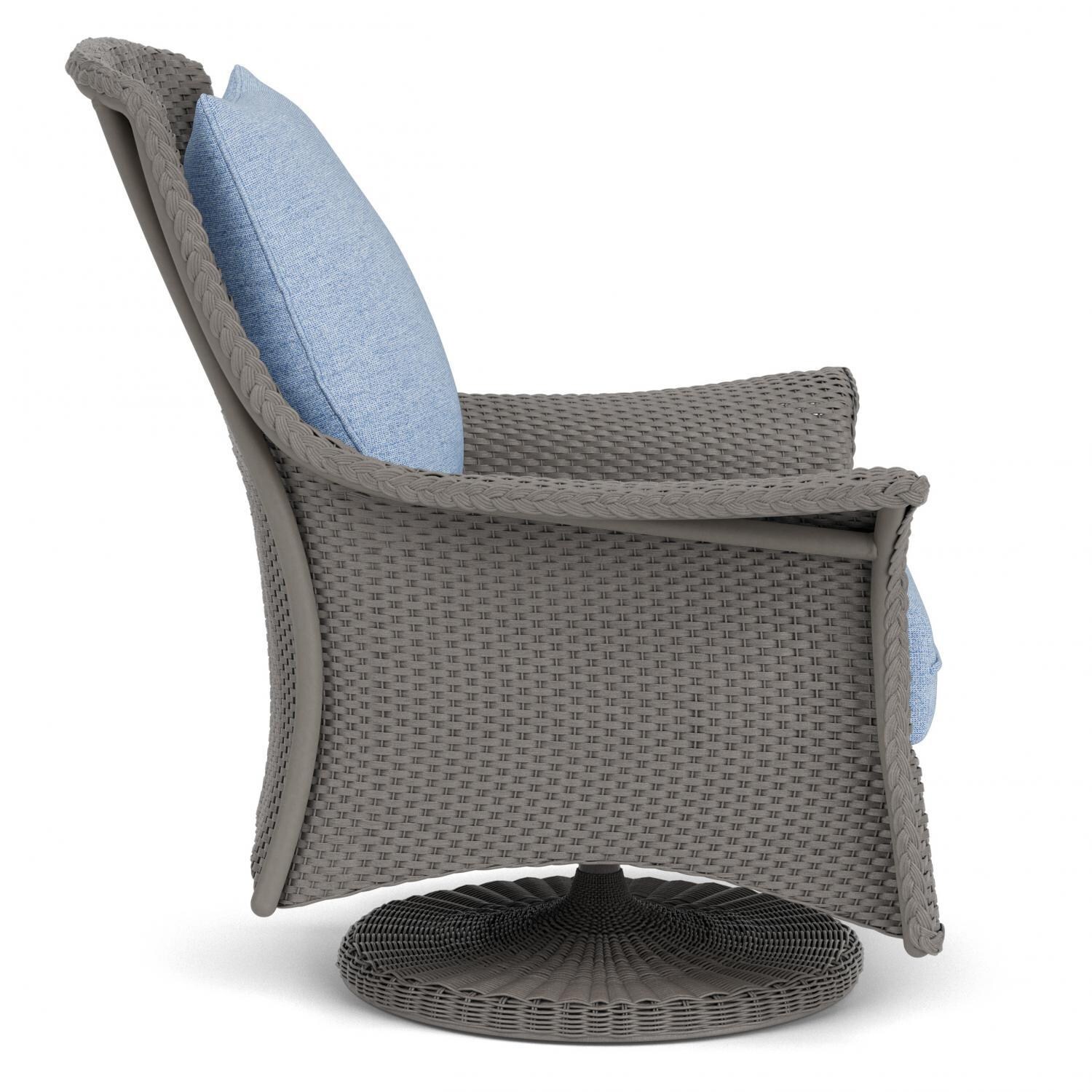 Lloyd Flanders Mandalay Swivel Rocker Lounge Chair in Pewter Finish with Demo Skyway fabric - Side thumbnail
