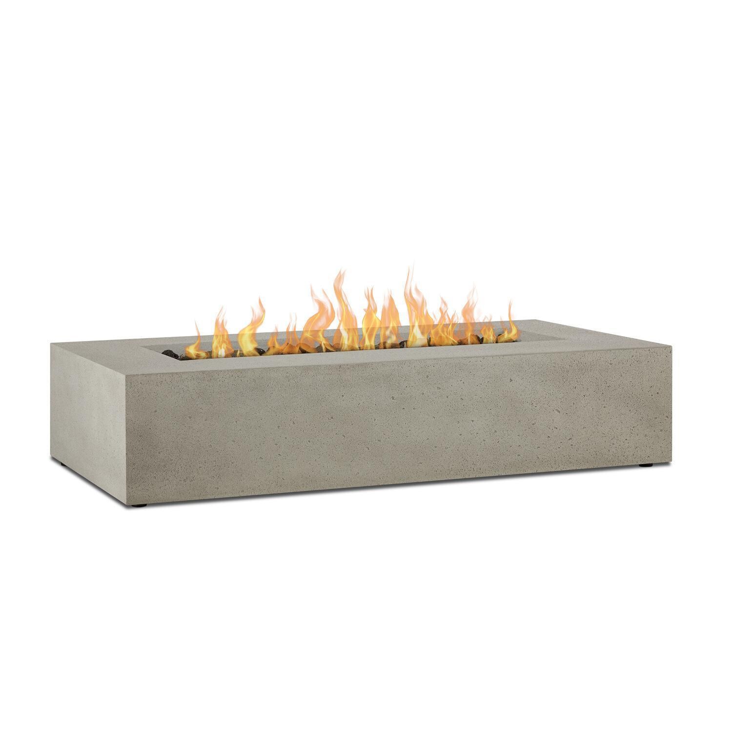 Hillview Bay 2712LP-FLNT 56 Inch Rectangular Glass Fiber Reinforced Concrete Propane Fire Pit Table in Flint by BBQGuys Signature - On - White Background thumbnail