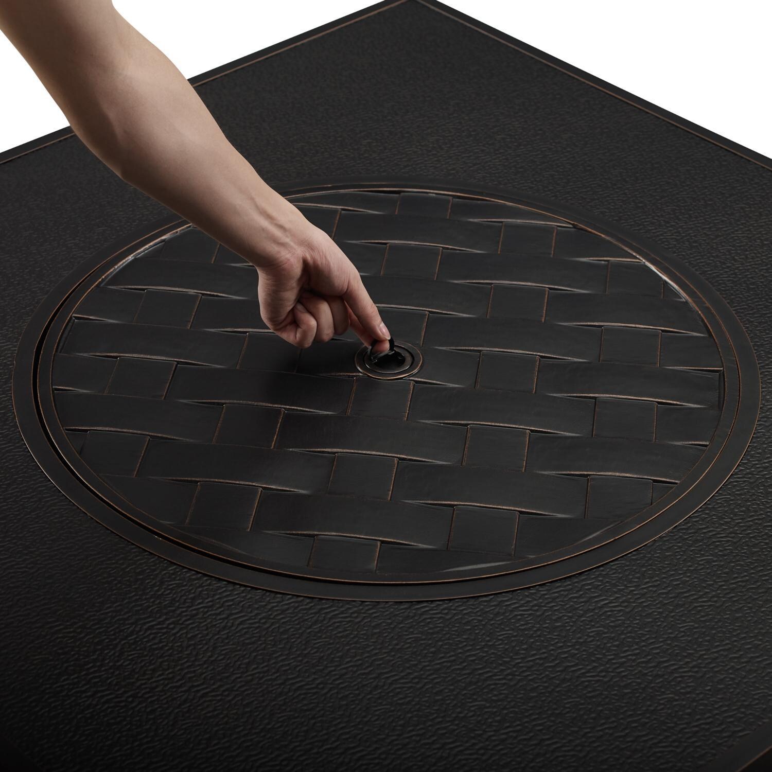 Ultimate Patio 63225 Magnolia Way 42-Inch Square Aluminum Propane Gas Fire Pit - Cover Handle thumbnail