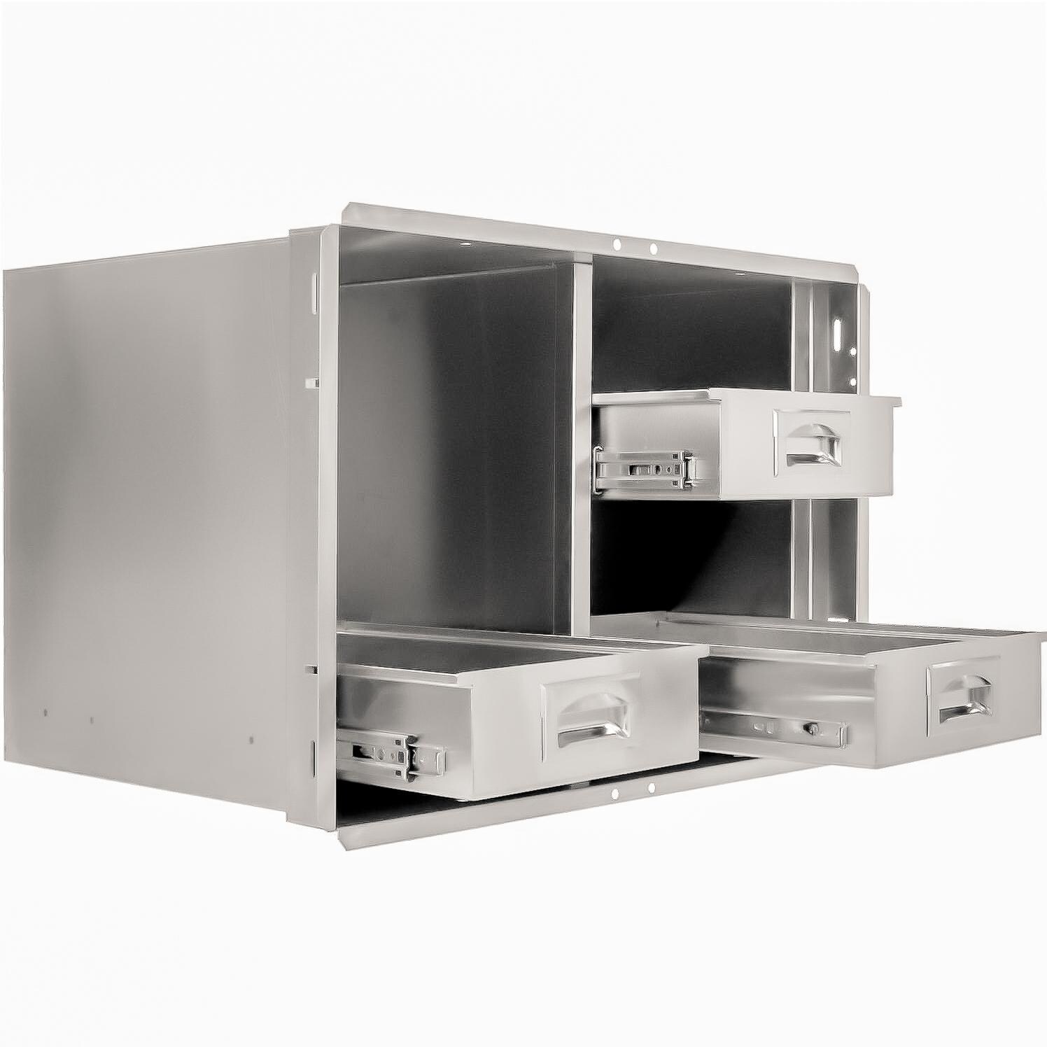 BBQGuys.com Kingston Panel Series Enclosed Cabinet - Side View Drawers Extended thumbnail