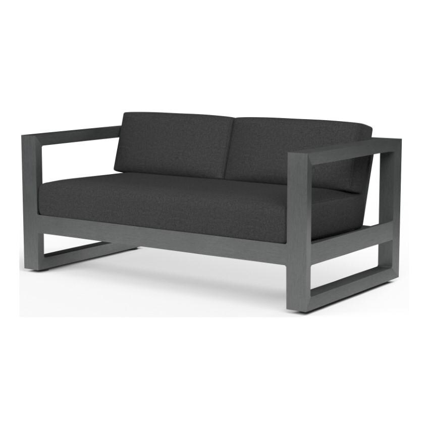 Redondo 2 Person Aluminum Loveseat w/ No Welt in Slate/Spectrum Carbon by Sunset West - White Background thumbnail